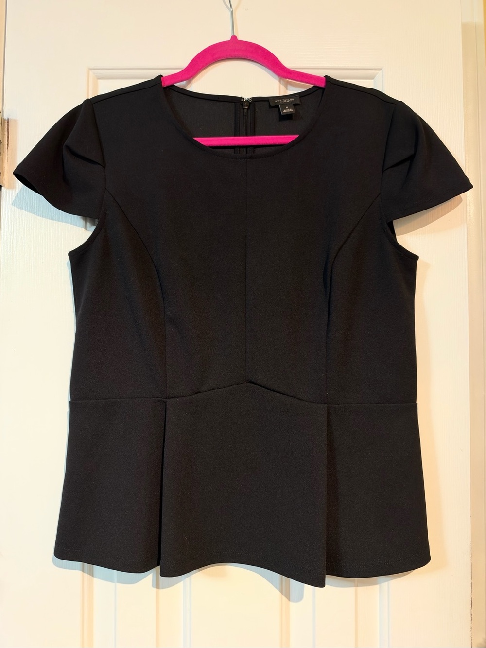 Ann Taylor Black Peplum Blouse with Cap Sleeves